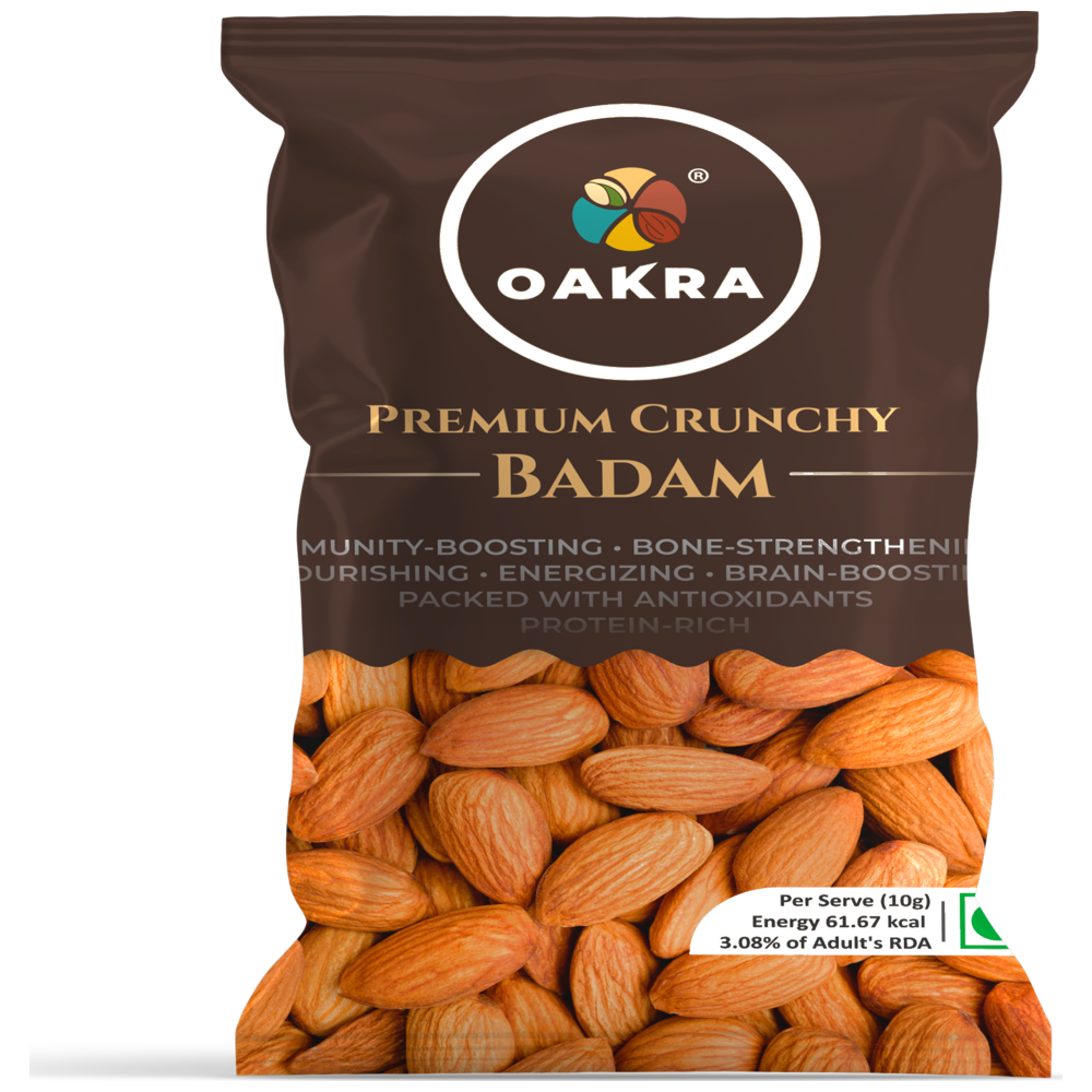 Oakra Premium Crunchy Badam front pack