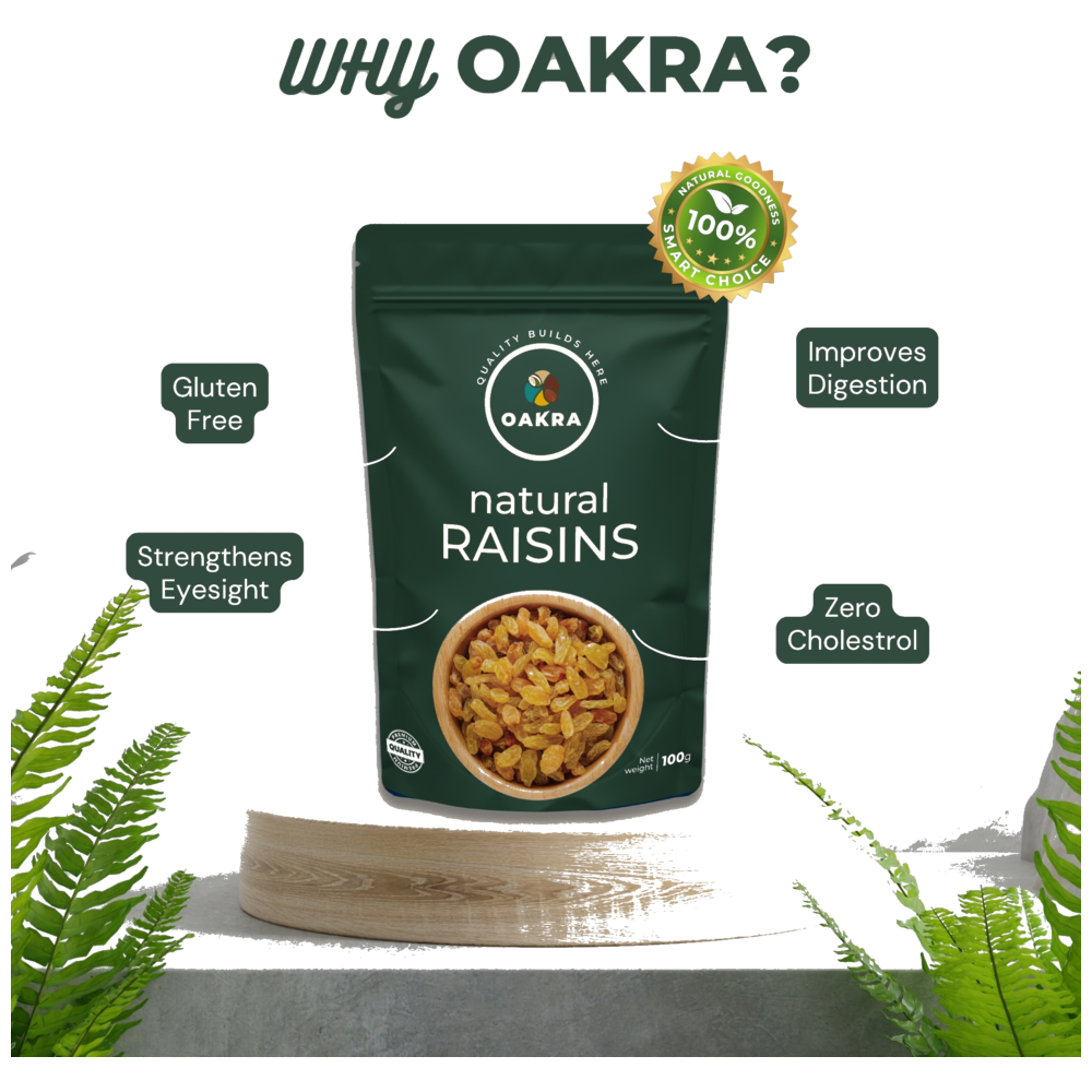 Oakra Green Seedless Raisins 100g pack